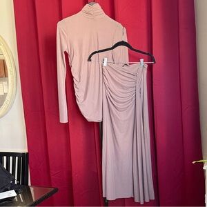 Zara Dusty Rose Matching Midi Skirt Set